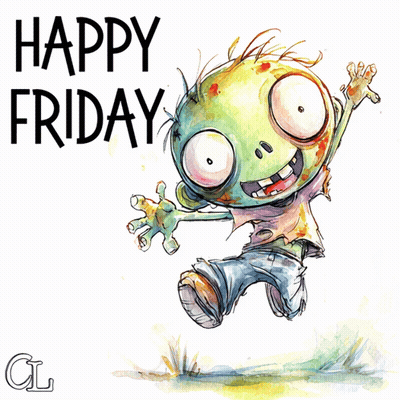 Zombie Cartoon Saying Happy Friday GIF
