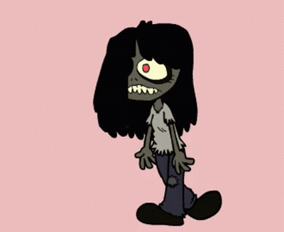 Zombie Cartoon With Long Black Hair GIF