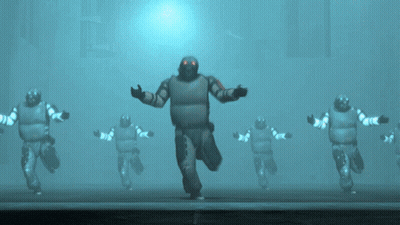 Zombies Running In Foggy Area GIF