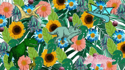 Zoom Background Flowers And Dinosaur GIF
