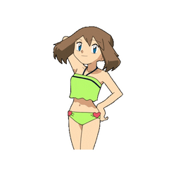 Zooming In Green Swimsuit GIF