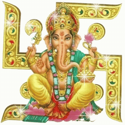 Zorabian Ad Ganesha Statue Yellow Orange Background GIF