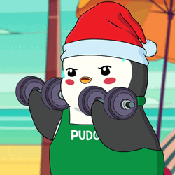 Zottman Curl Pudgy Penguin Lifting Dumbbells GIF